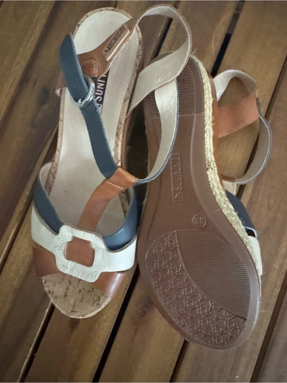 Pikolinos Mojacar Wedge sandals in brandy color size 7.5 comfortable shoes